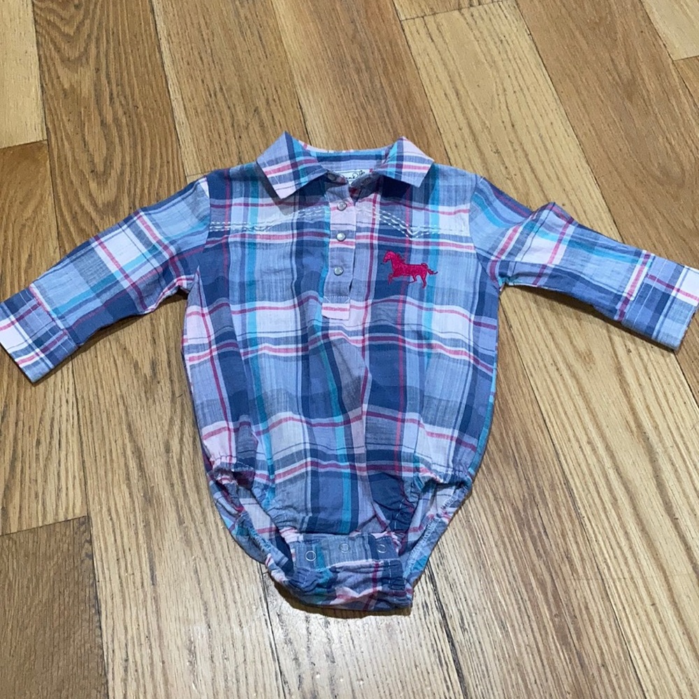 Shyanne Plaid Pearl Snap Onesie